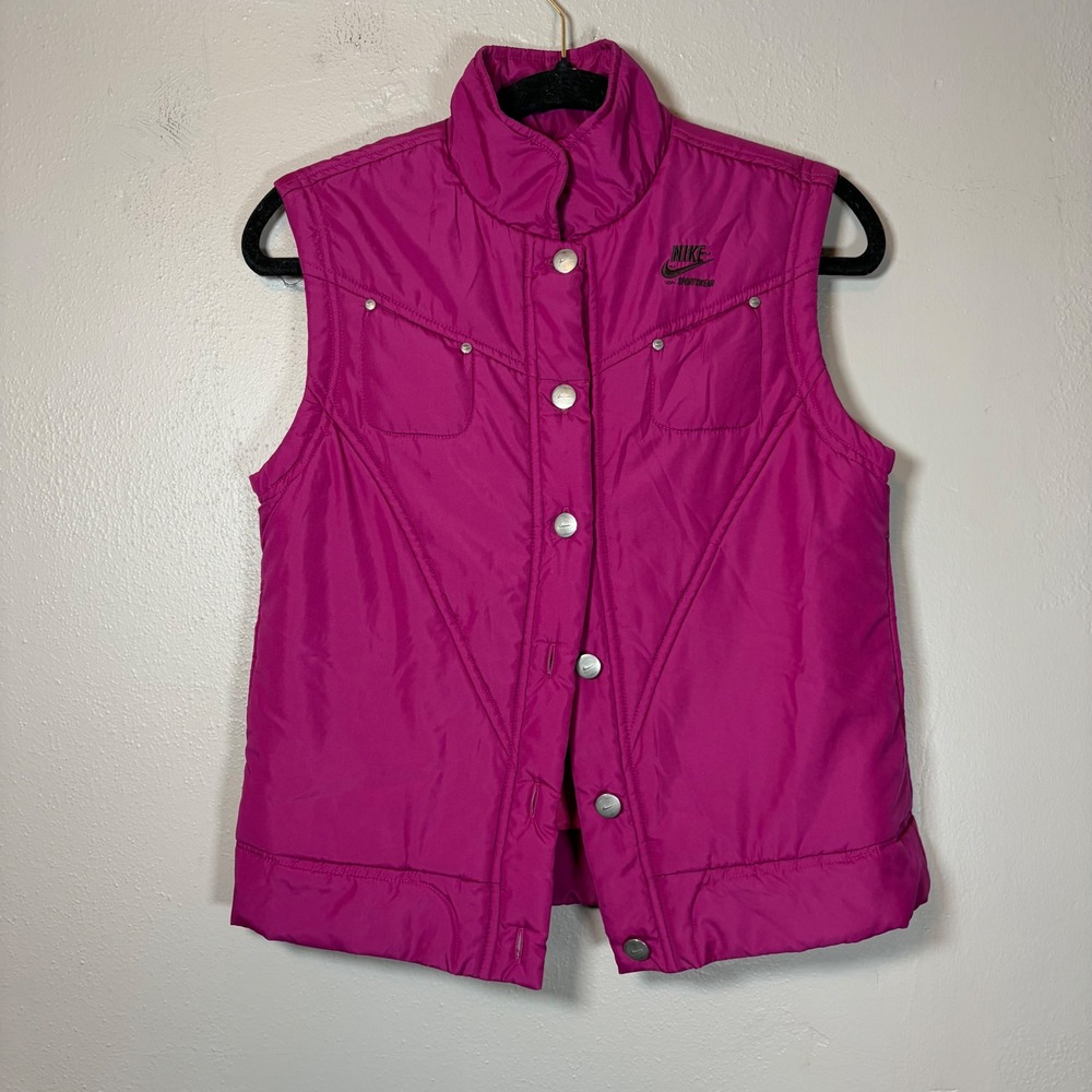 Nike Sportswear Womens Quilted Puffer Vest Magenta Pink Western Yoke Small